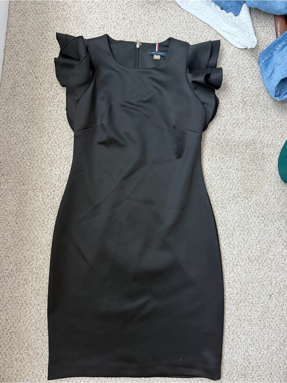 Tommy Hilfiger Black Ruffle Sleeve Sheath Mini Dress
